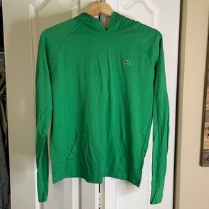 Green Lacoste long sleeve shirt with hoodie